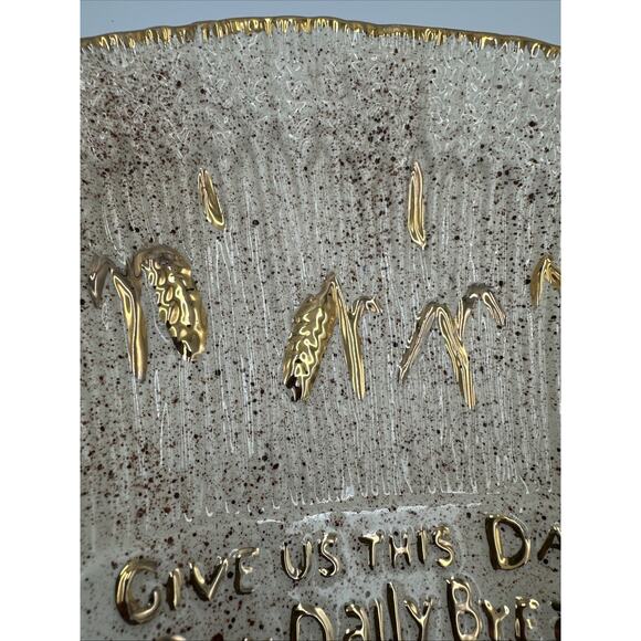 VTG Mexican Pottery Give Us This Day Our Daily Bread Plaque Dish With Loaf Prop - Picture 3 of 16